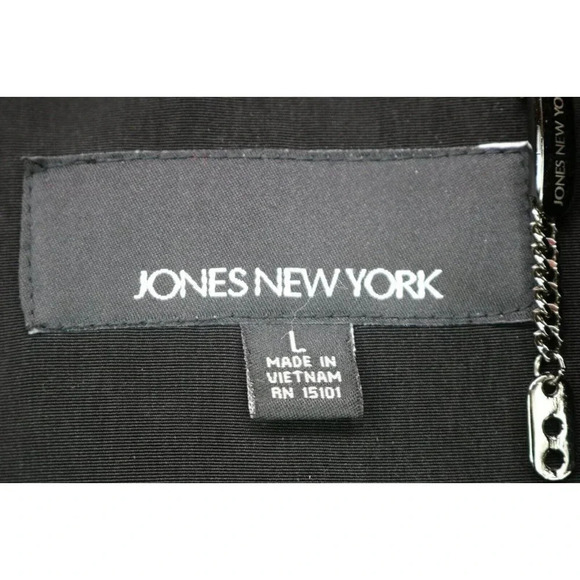 Jones New York Full Zip Black Jacket-Size Large-Lined-Side Zips - Picture 3 of 12